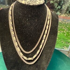 Monet Silver Tone Triple‎ Strand Necklace